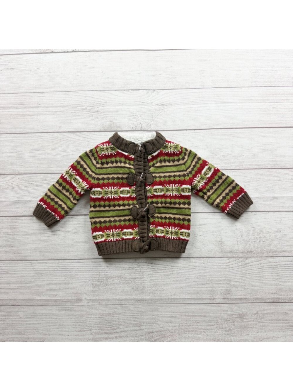 Gymboree Baby Fair Isle Pattern Sherpa Lined Cardigan Sweater 6-12 Months